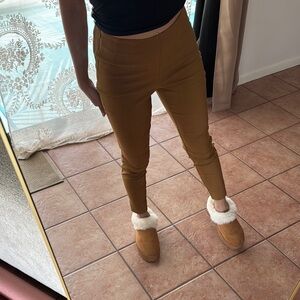 High waist camel skinny pants